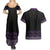 Maori Taniko Patterns Couples Matching Summer Maxi Dress and Hawaiian Shirt Purple Niho Taniwha Mix Paatiki Motifs