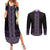 Maori Taniko Patterns Couples Matching Summer Maxi Dress and Long Sleeve Button Shirt Purple Niho Taniwha Mix Paatiki Motifs