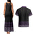 Maori Taniko Patterns Couples Matching Tank Maxi Dress and Hawaiian Shirt Purple Niho Taniwha Mix Paatiki Motifs