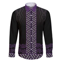 Maori Taniko Patterns Family Matching Puletasi and Hawaiian Shirt Purple Niho Taniwha Mix Paatiki Motifs