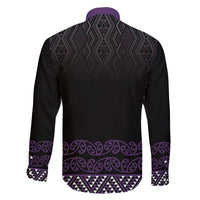 Maori Taniko Patterns Family Matching Tank Maxi Dress and Hawaiian Shirt Purple Niho Taniwha Mix Paatiki Motifs LT7 - Polynesian Pride