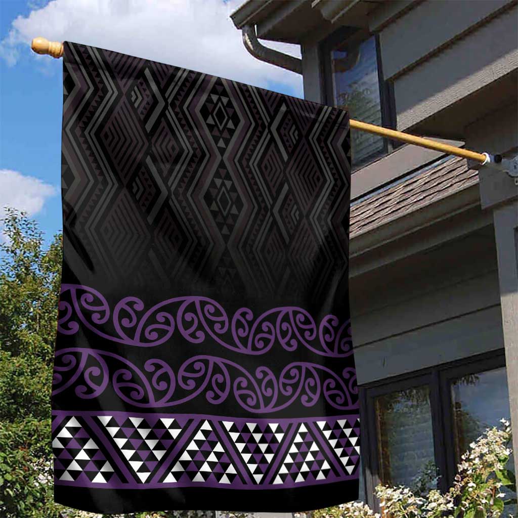 Maori Taniko Patterns Garden Flag Purple Niho Taniwha Mix Paatiki Motifs