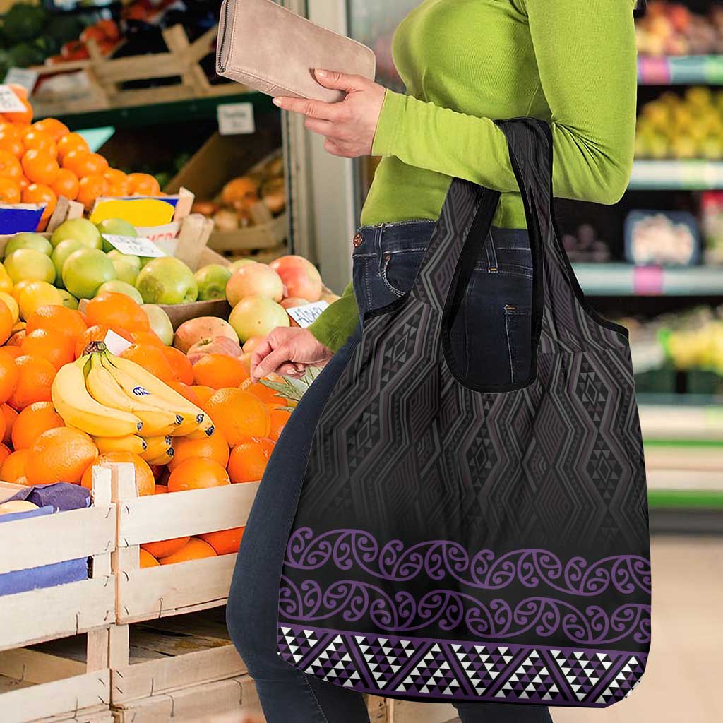 Maori Taniko Patterns Grocery Bag Purple Niho Taniwha Mix Paatiki Motifs LT7 - Polynesian Pride