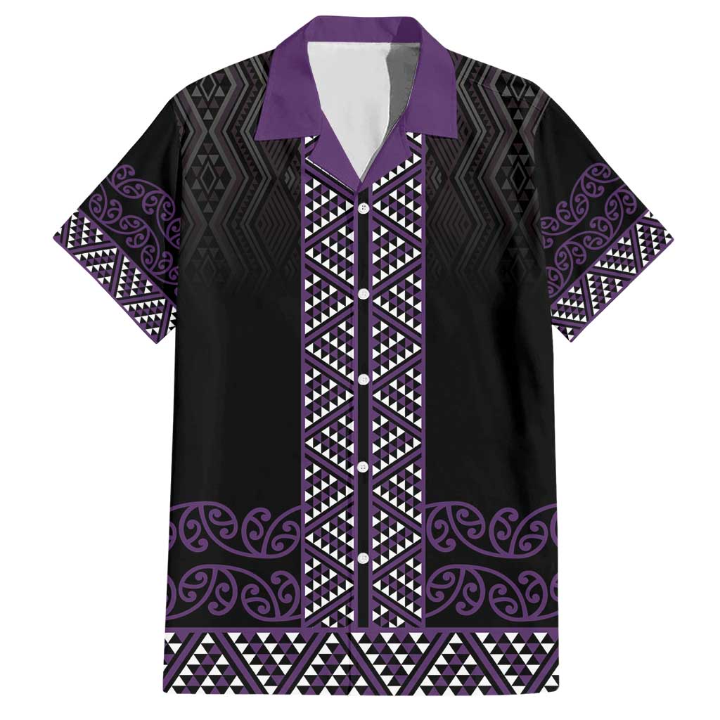 Maori Taniko Patterns Hawaiian Shirt Purple Niho Taniwha Mix Paatiki Motifs LT7 Purple - Polynesian Pride