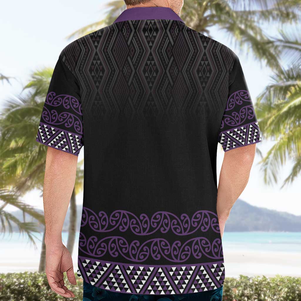 Maori Taniko Patterns Hawaiian Shirt Purple Niho Taniwha Mix Paatiki Motifs LT7 - Polynesian Pride