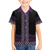Maori Taniko Patterns Hawaiian Shirt Purple Niho Taniwha Mix Paatiki Motifs LT7 - Polynesian Pride