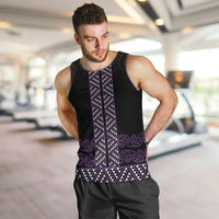 Maori Taniko Patterns Men Tank Top Purple Niho Taniwha Mix Paatiki Motifs LT7 Purple - Polynesian Pride