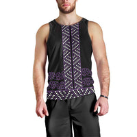 Maori Taniko Patterns Men Tank Top Purple Niho Taniwha Mix Paatiki Motifs LT7 - Polynesian Pride