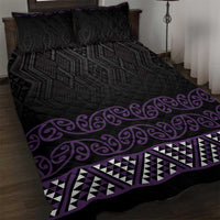 Maori Taniko Patterns Quilt Bed Set Purple Niho Taniwha Mix Paatiki Motifs LT7 Purple - Polynesian Pride