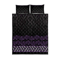 Maori Taniko Patterns Quilt Bed Set Purple Niho Taniwha Mix Paatiki Motifs LT7 - Polynesian Pride