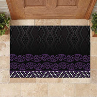 Maori Taniko Patterns Rubber Doormat Purple Niho Taniwha Mix Paatiki Motifs LT7 Purple - Polynesian Pride