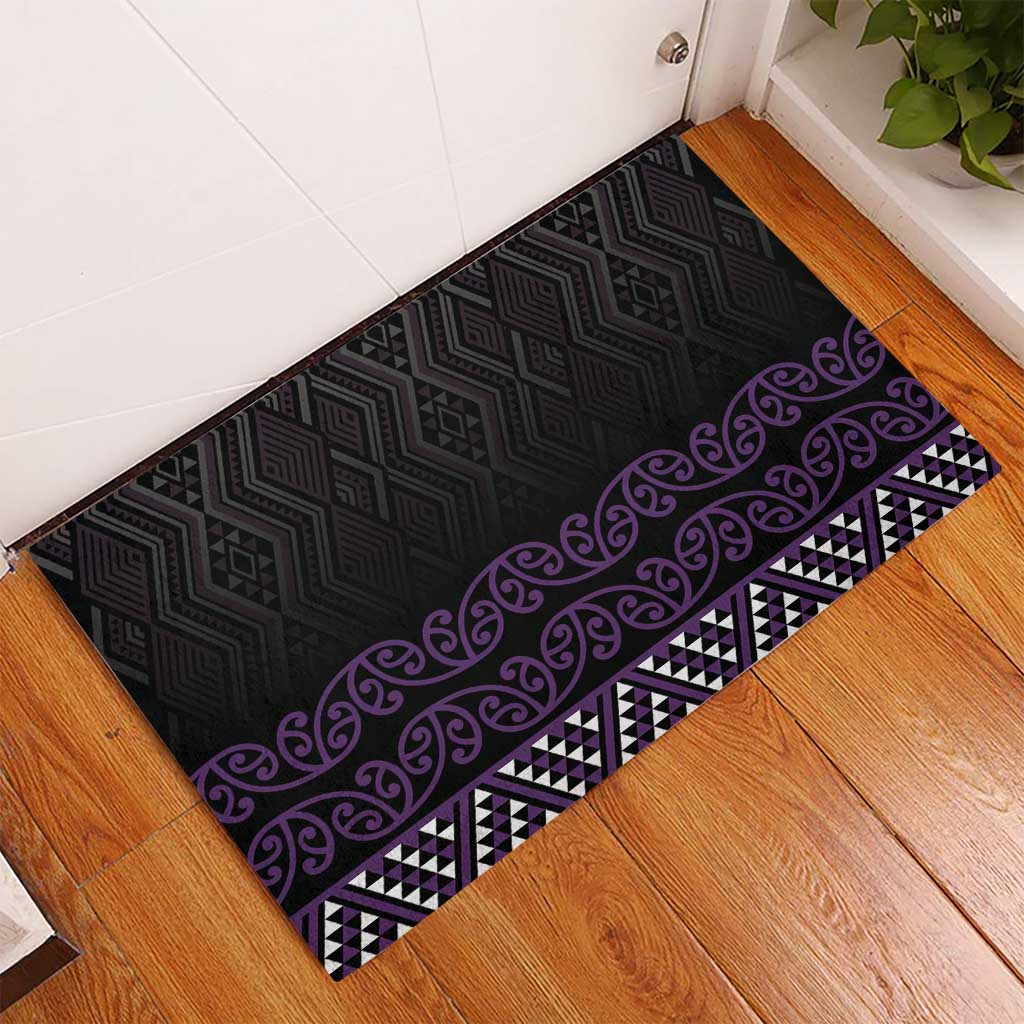 Maori Taniko Patterns Rubber Doormat Purple Niho Taniwha Mix Paatiki Motifs LT7 - Polynesian Pride