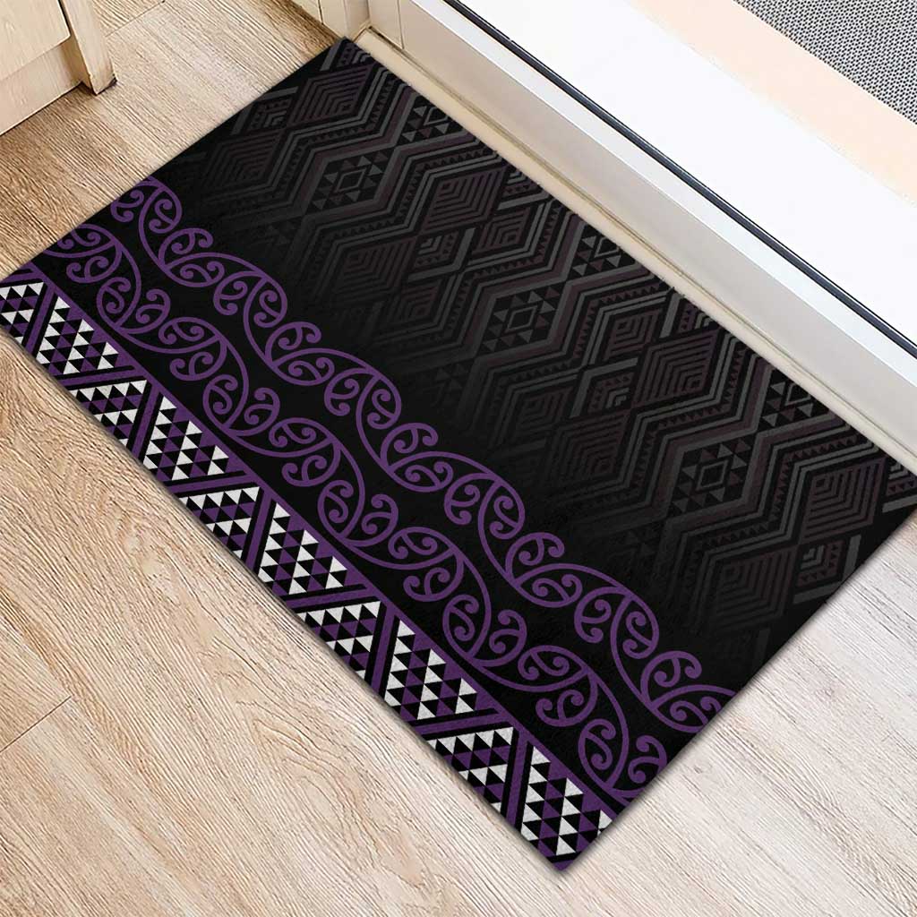 Maori Taniko Patterns Rubber Doormat Purple Niho Taniwha Mix Paatiki Motifs LT7 - Polynesian Pride