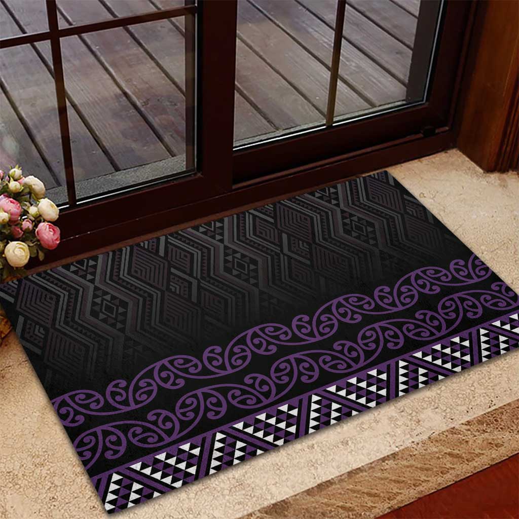Maori Taniko Patterns Rubber Doormat Purple Niho Taniwha Mix Paatiki Motifs LT7 - Polynesian Pride