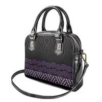 Maori Taniko Patterns Shoulder Handbag Purple Niho Taniwha Mix Paatiki Motifs