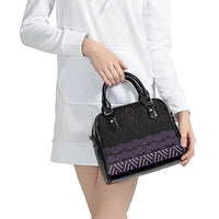 Maori Taniko Patterns Shoulder Handbag Purple Niho Taniwha Mix Paatiki Motifs