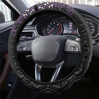 Maori Taniko Patterns Steering Wheel Cover Purple Niho Taniwha Mix Paatiki Motifs LT7 - Polynesian Pride