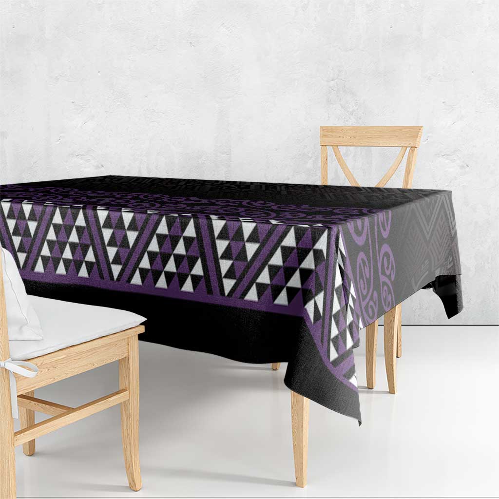 Maori Taniko Patterns Tablecloth Purple Niho Taniwha Mix Paatiki Motifs LT7 - Polynesian Pride