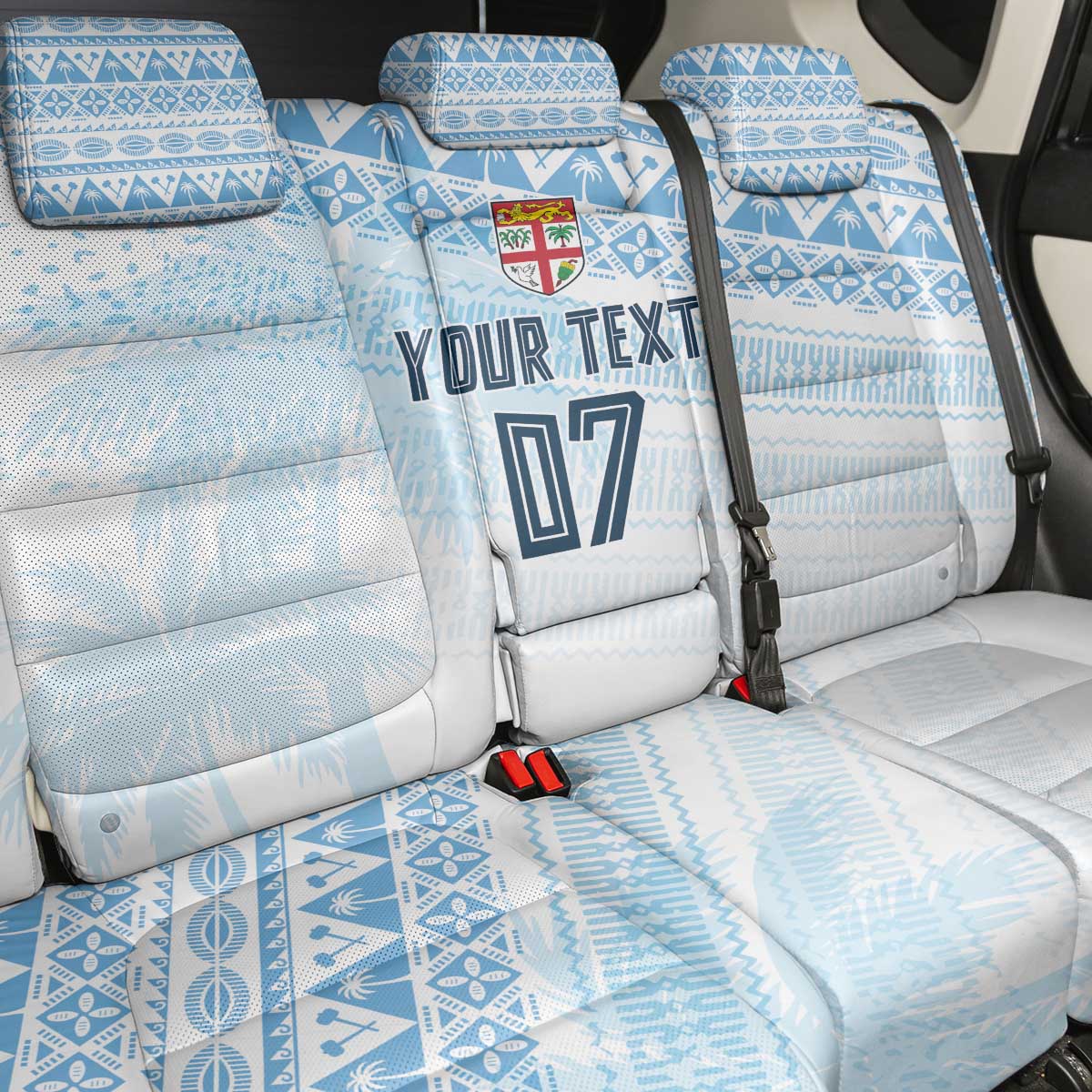 Fiji Rugby Custom Kaiviti Masi Back Car Seat Cover Turquoise - Polynesian Pride