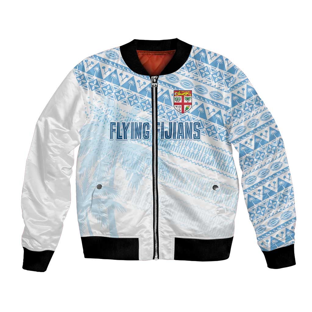 Fiji Rugby Custom Kaiviti Masi Bomber Jacket Turquoise - Polynesian Pride