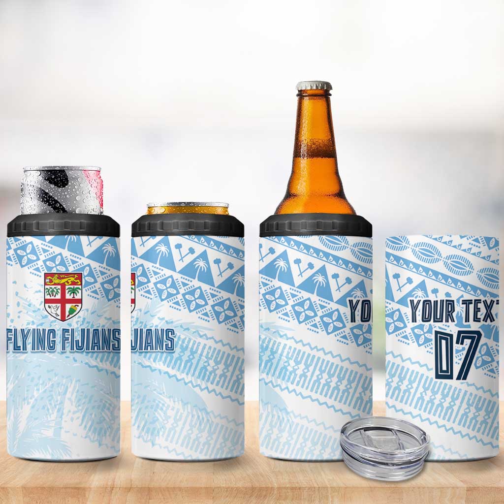 Fiji Rugby Custom Kaiviti Masi 4 in 1 Can Cooler Tumbler Turquoise - Polynesian Pride