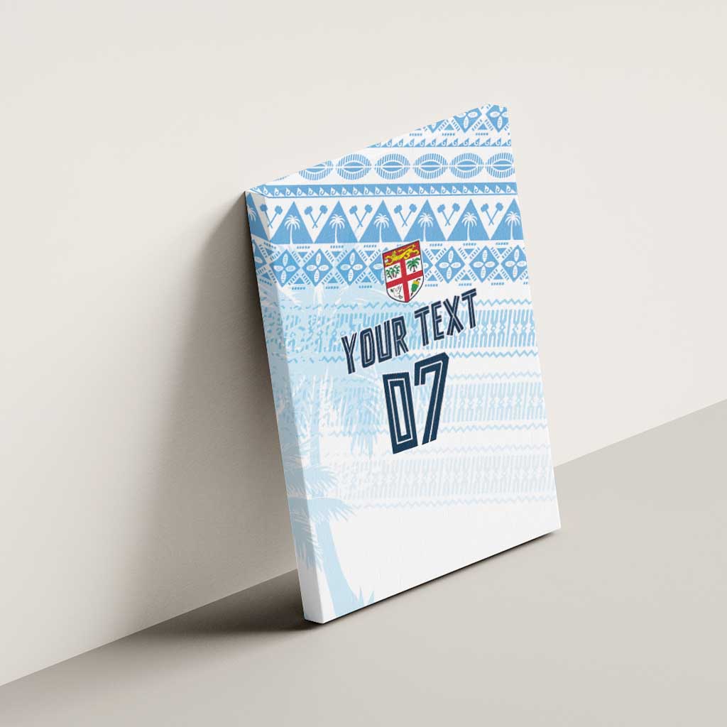 Fiji Rugby Custom Kaiviti Masi Canvas Wall Art Turquoise - Polynesian Pride