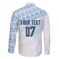 Fiji Rugby Custom Kaiviti Masi Family Matching Off The Shoulder Long Sleeve Dress and Hawaiian Shirt Turquoise - Polynesian Pride