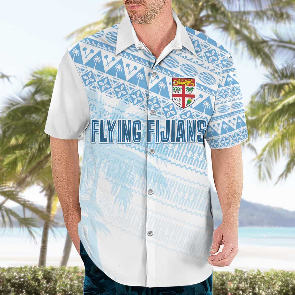 Fiji Rugby Custom Kaiviti Masi Hawaiian Shirt Turquoise - Polynesian Pride