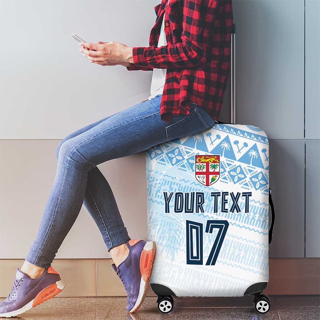 Fiji Rugby Custom Kaiviti Masi Luggage Cover Turquoise - Polynesian Pride