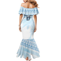 Fiji Rugby Custom Kaiviti Masi Mermaid Dress Turquoise - Polynesian Pride