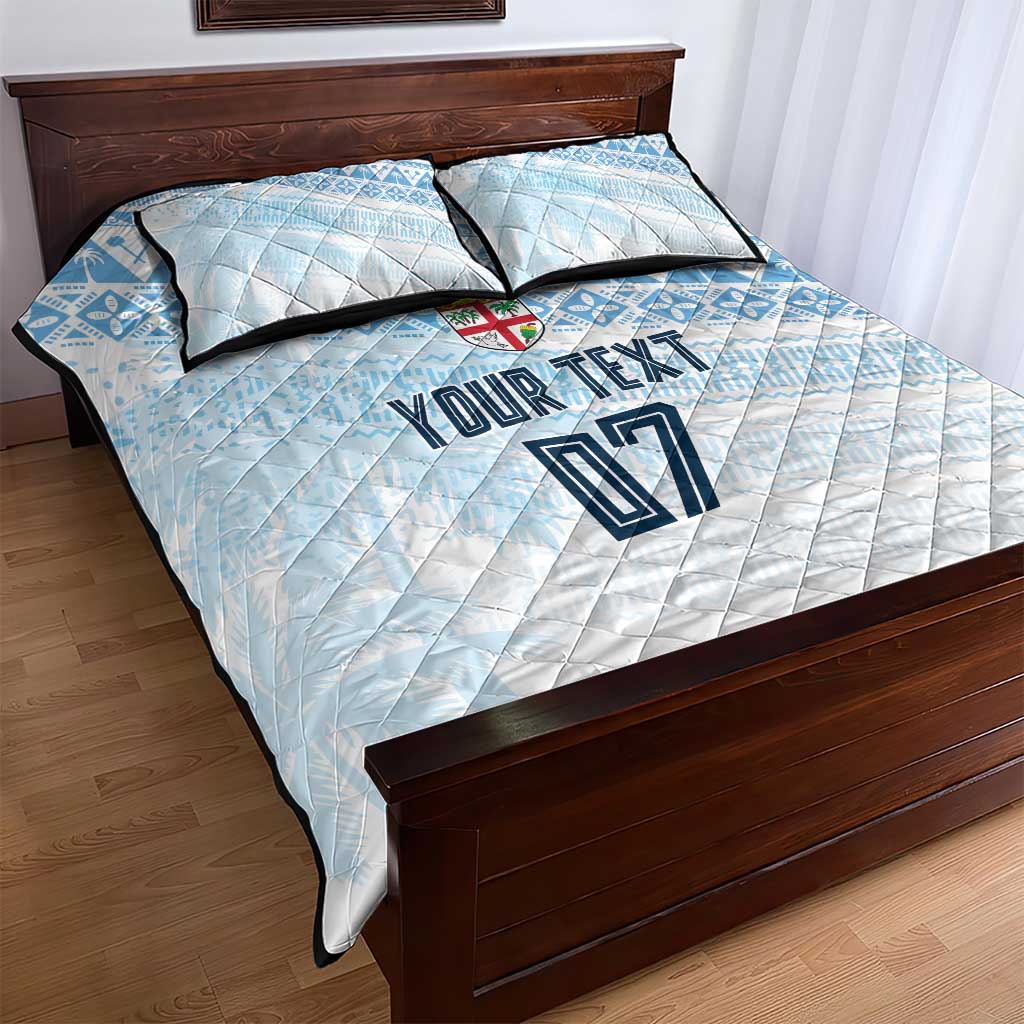 Fiji Rugby Custom Kaiviti Masi Quilt Bed Set Turquoise - Polynesian Pride