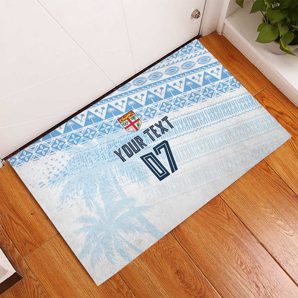 Fiji Rugby Custom Kaiviti Masi Rubber Doormat Turquoise - Polynesian Pride