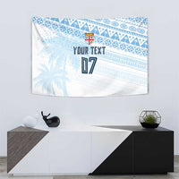 Fiji Rugby Custom Kaiviti Masi Tapestry Turquoise - Polynesian Pride