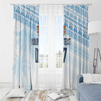 Fiji Rugby Custom Kaiviti Masi Window Curtain Turquoise - Polynesian Pride