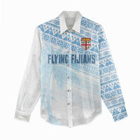 Fiji Rugby Custom Kaiviti Masi Women Casual Shirt Turquoise - Polynesian Pride