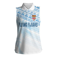 Fiji Rugby Custom Kaiviti Masi Women Sleeveless Polo Shirt Turquoise - Polynesian Pride