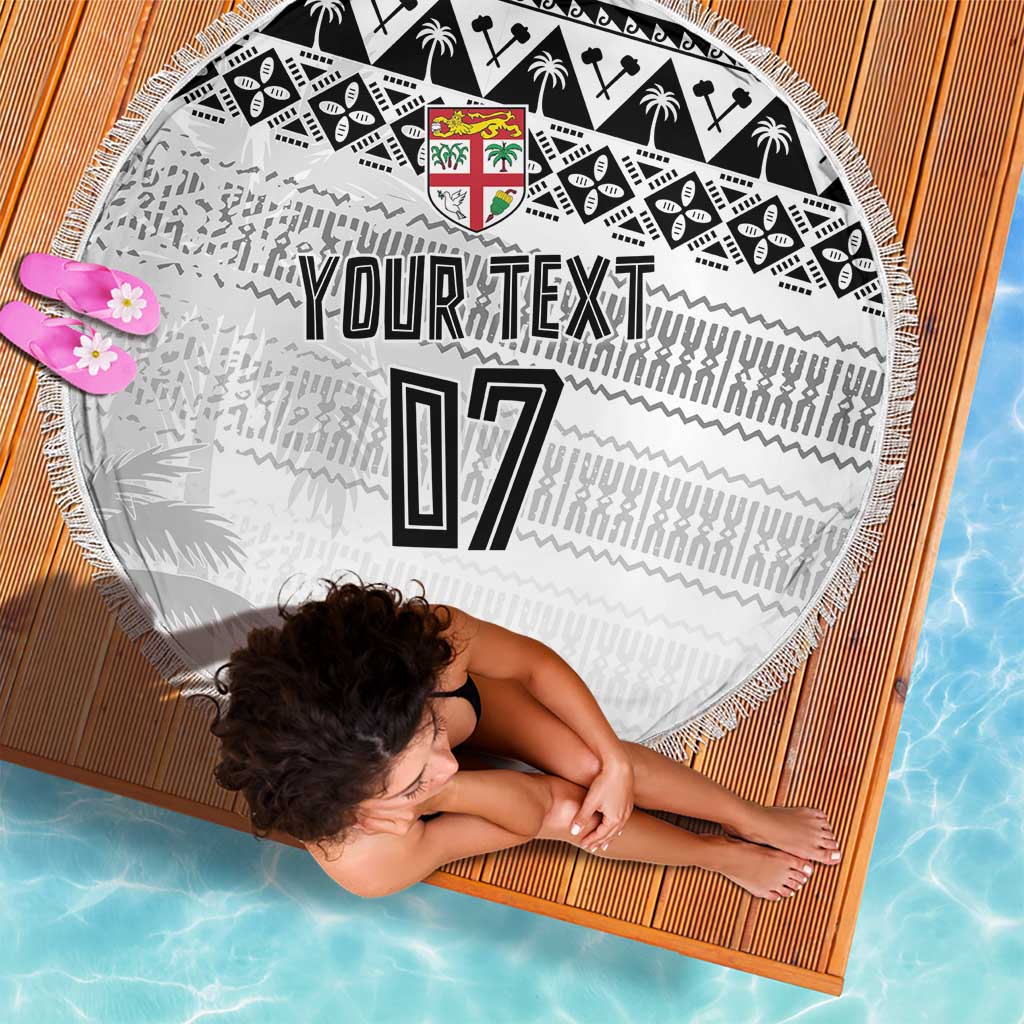 Fiji Rugby Custom Kaiviti Masi Beach Blanket Black - Polynesian Pride