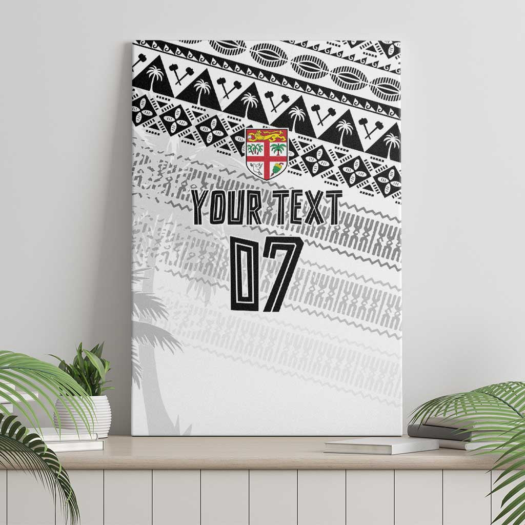 Fiji Rugby Custom Kaiviti Masi Canvas Wall Art Black - Polynesian Pride