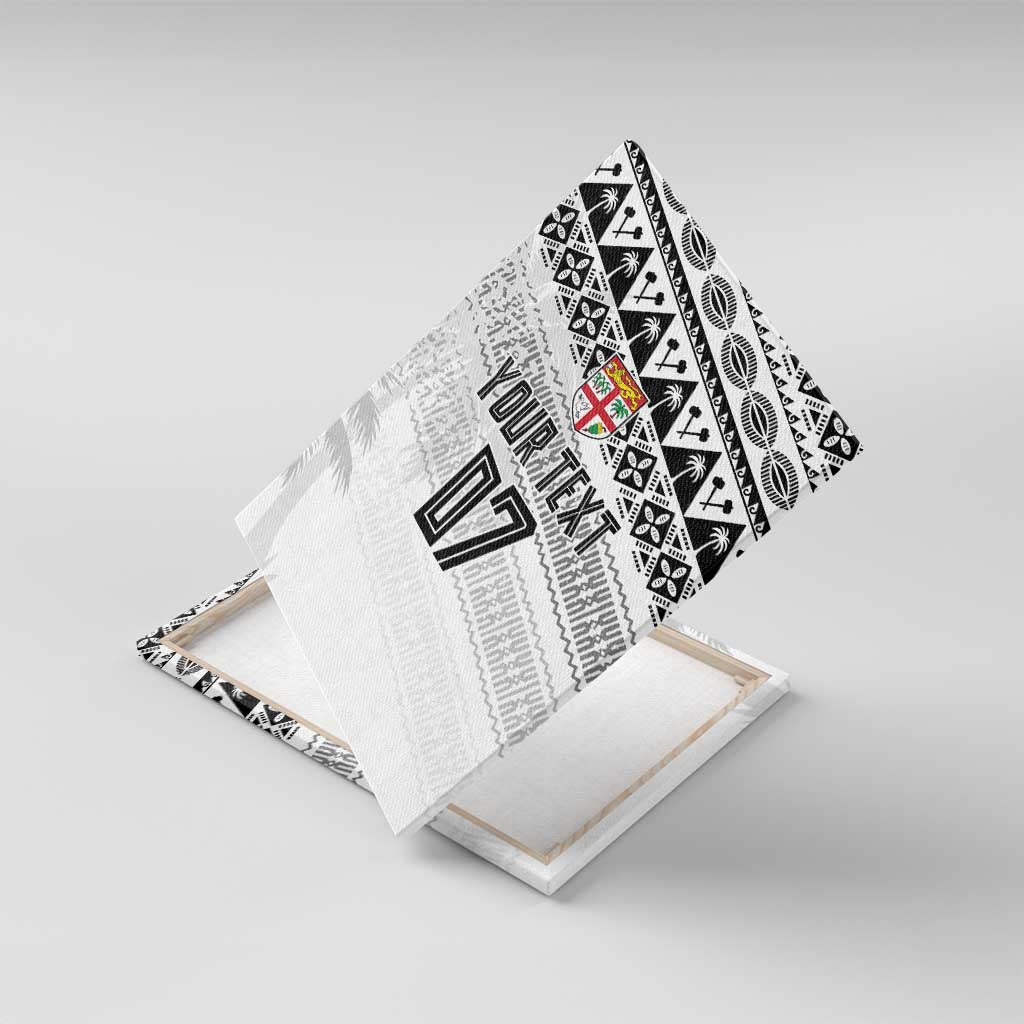 Fiji Rugby Custom Kaiviti Masi Canvas Wall Art Black - Polynesian Pride