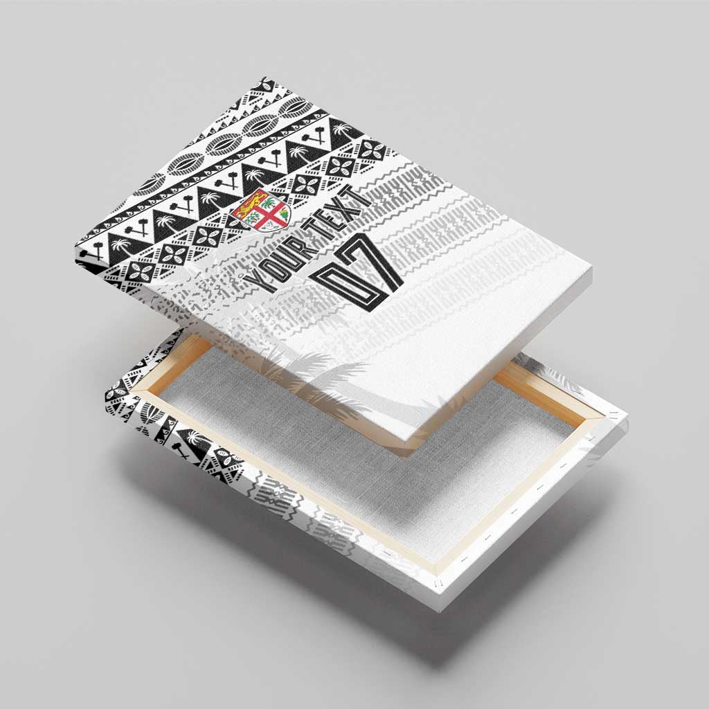 Fiji Rugby Custom Kaiviti Masi Canvas Wall Art Black - Polynesian Pride