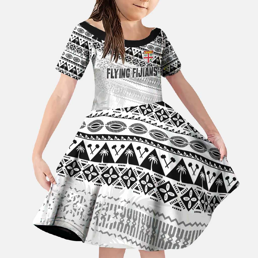 Fiji Rugby Custom Kaiviti Masi Family Matching Off Shoulder Maxi Dress and Hawaiian Shirt Black - Polynesian Pride