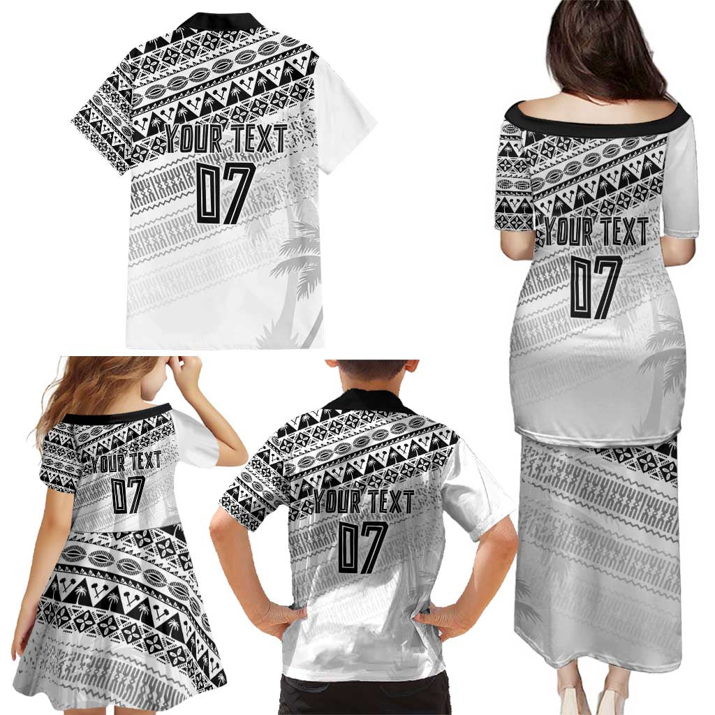 Fiji Rugby Custom Kaiviti Masi Family Matching Puletasi and Hawaiian Shirt Black - Polynesian Pride