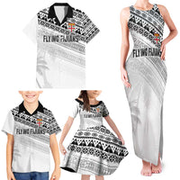 Fiji Rugby Custom Kaiviti Masi Family Matching Tank Maxi Dress and Hawaiian Shirt Black - Polynesian Pride