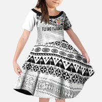 Fiji Rugby Custom Kaiviti Masi Kid Short Sleeve Dress Black - Polynesian Pride