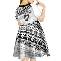 Fiji Rugby Custom Kaiviti Masi Kid Short Sleeve Dress Black - Polynesian Pride