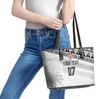 Fiji Rugby Custom Kaiviti Masi Leather Tote Bag Black - Polynesian Pride