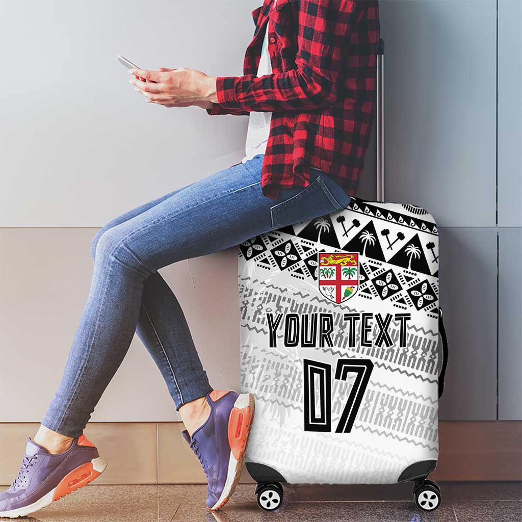 Fiji Rugby Custom Kaiviti Masi Luggage Cover Black - Polynesian Pride