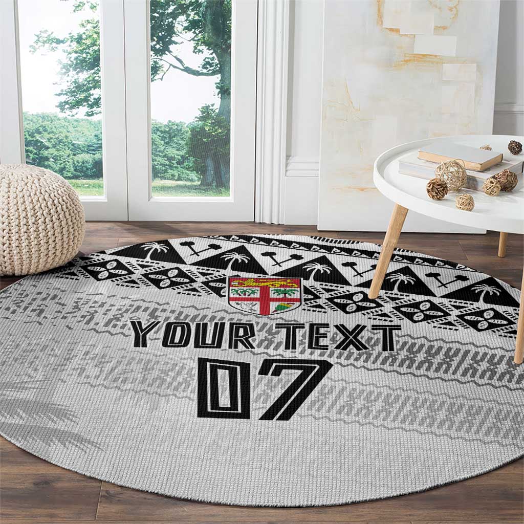 Fiji Rugby Custom Kaiviti Masi Round Carpet Black - Polynesian Pride