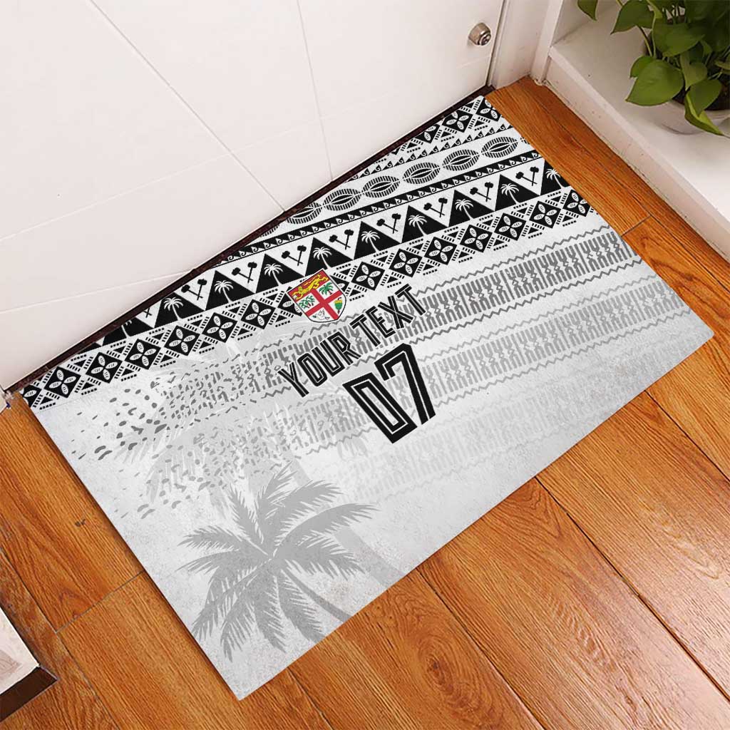 Fiji Rugby Custom Kaiviti Masi Rubber Doormat Black - Polynesian Pride