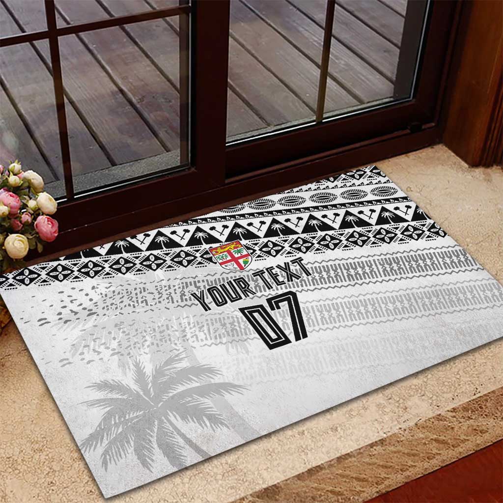 Fiji Rugby Custom Kaiviti Masi Rubber Doormat Black - Polynesian Pride